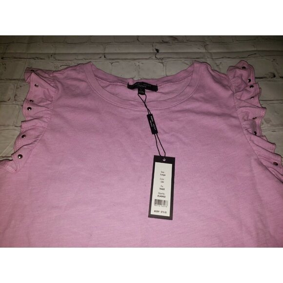 Nwt Women's Romeo & Juliet Couture Pink Flutter Sleeve Tank Top Size Large - Picture 3 of 3